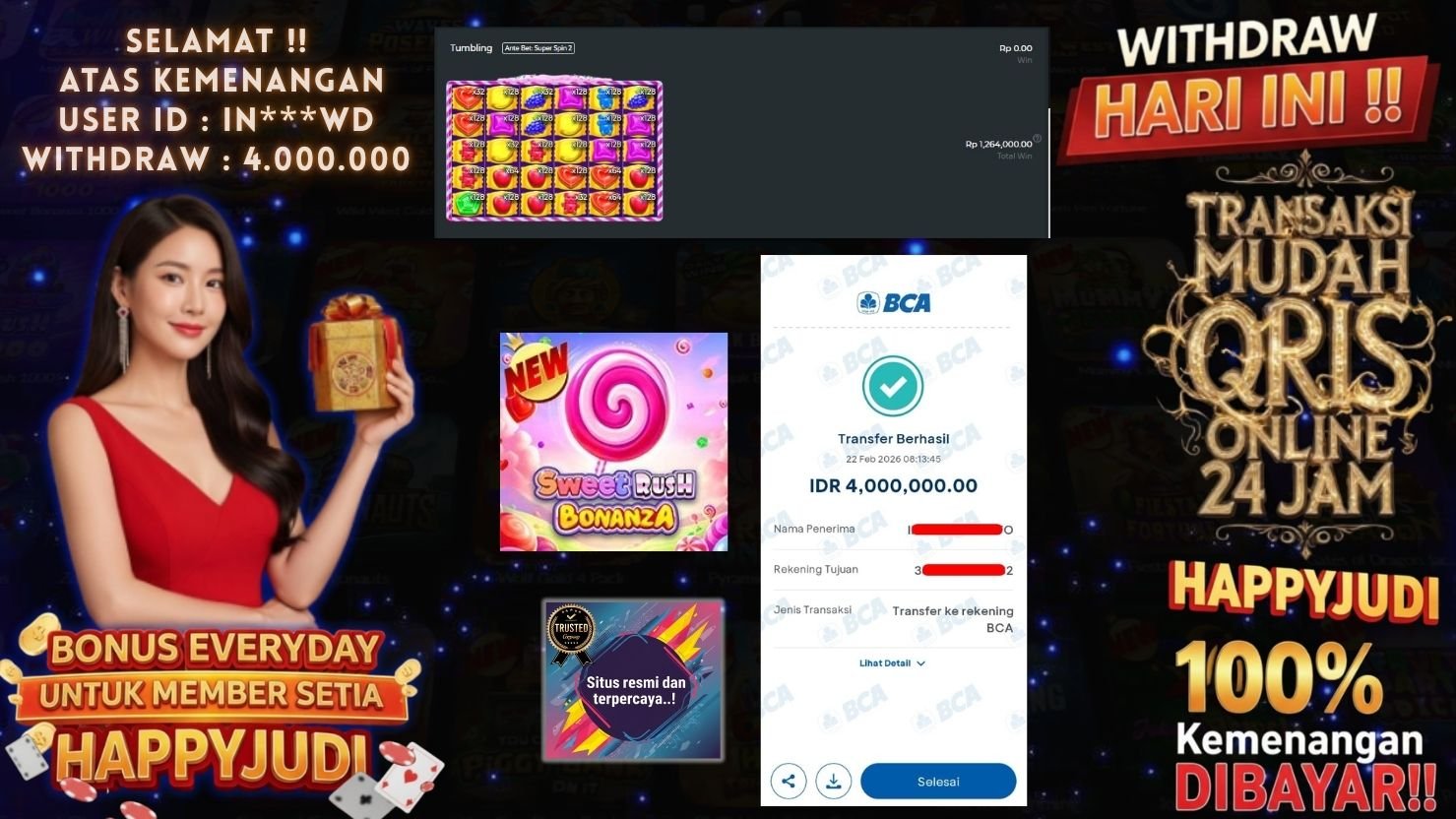 HAPPYJUDI JACKPOT SLOT SWEET RUSH BONANZA